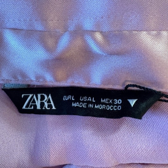 Zara Bubblegum Pink Satin Dress Size Large Faux Wrap Coquette Fairy Cocktail - Picture 5 of 6